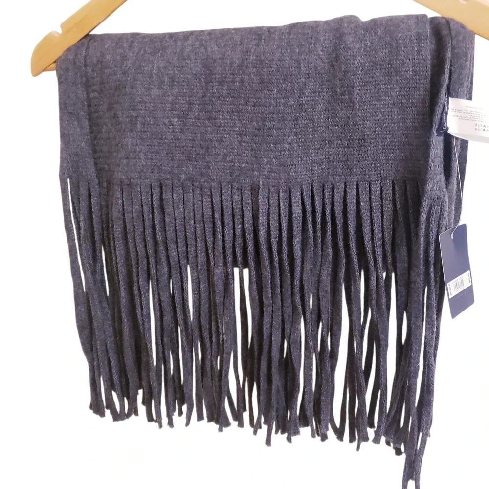 NWT Lucky Brand Charcoal Gray Oversized, Extra Long Fringe Scarf